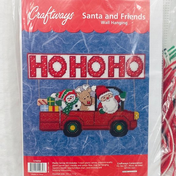 Craftways Ho Ho Ho Wall Hanging Plastic Canvas Kit - New - Picture 1 of 4